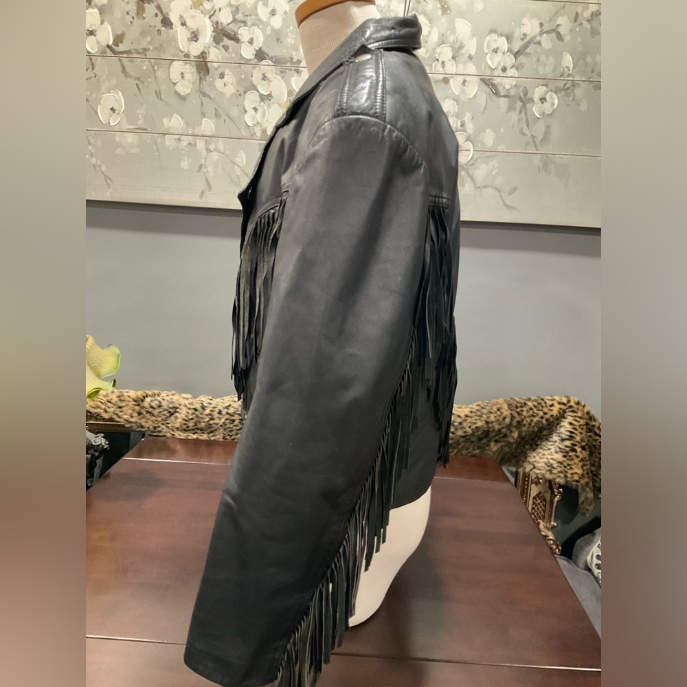MENS VINTAGE CHIA FRINGE LEATHER JACKET - Picture 2 of 16
